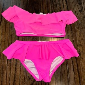 Stella Cove Girls' Pink Ruffle Two-Piece Swimset